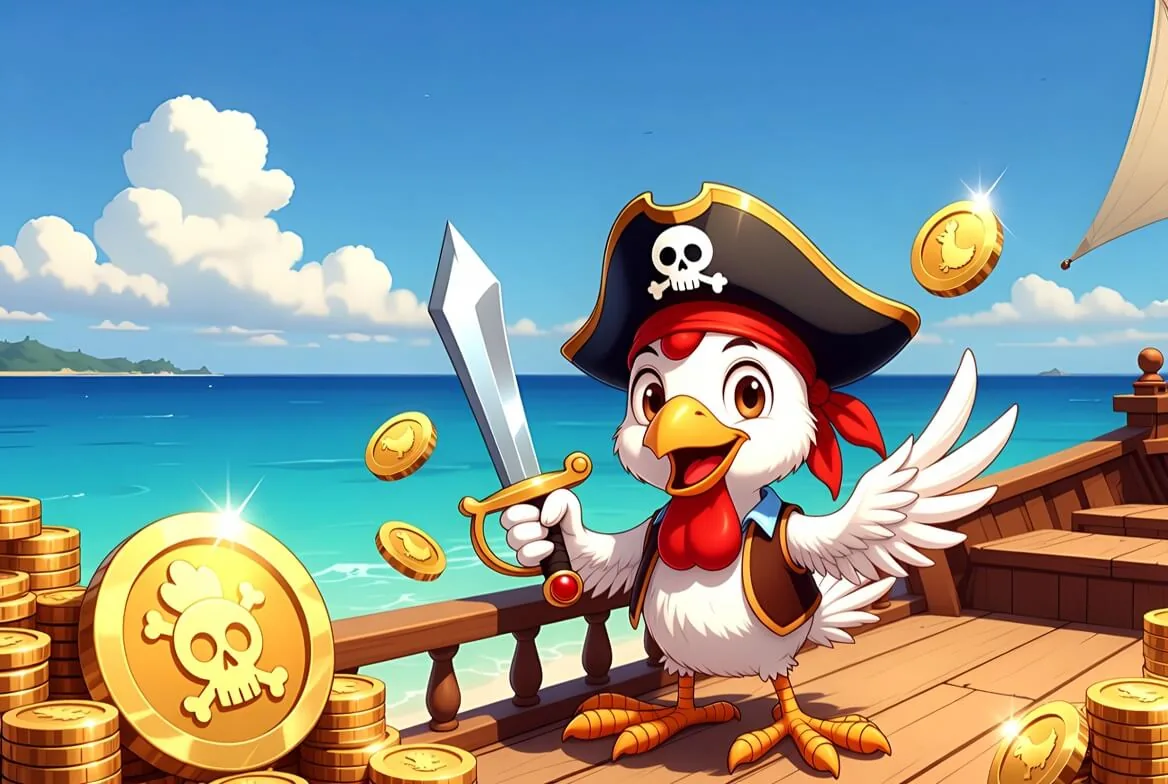 Chicken Pirate round shown inside a casino lobby
