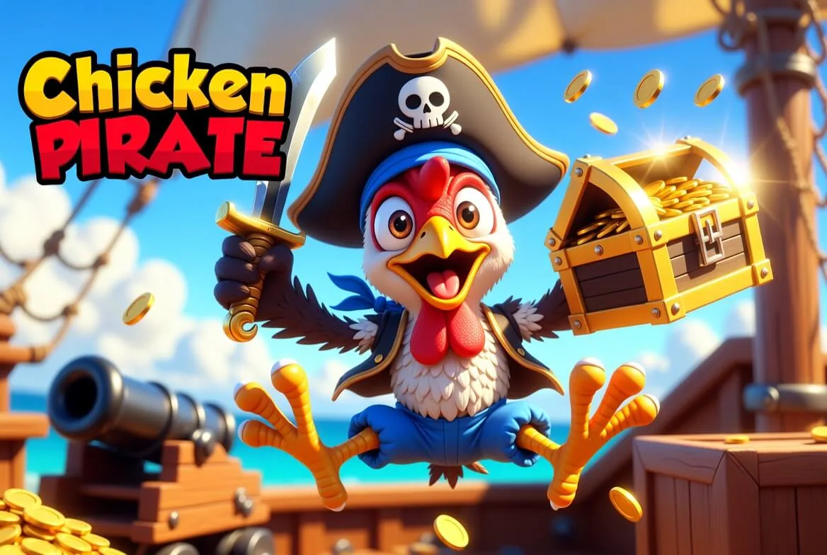 Chicken Pirate crash game running in a mobile browser